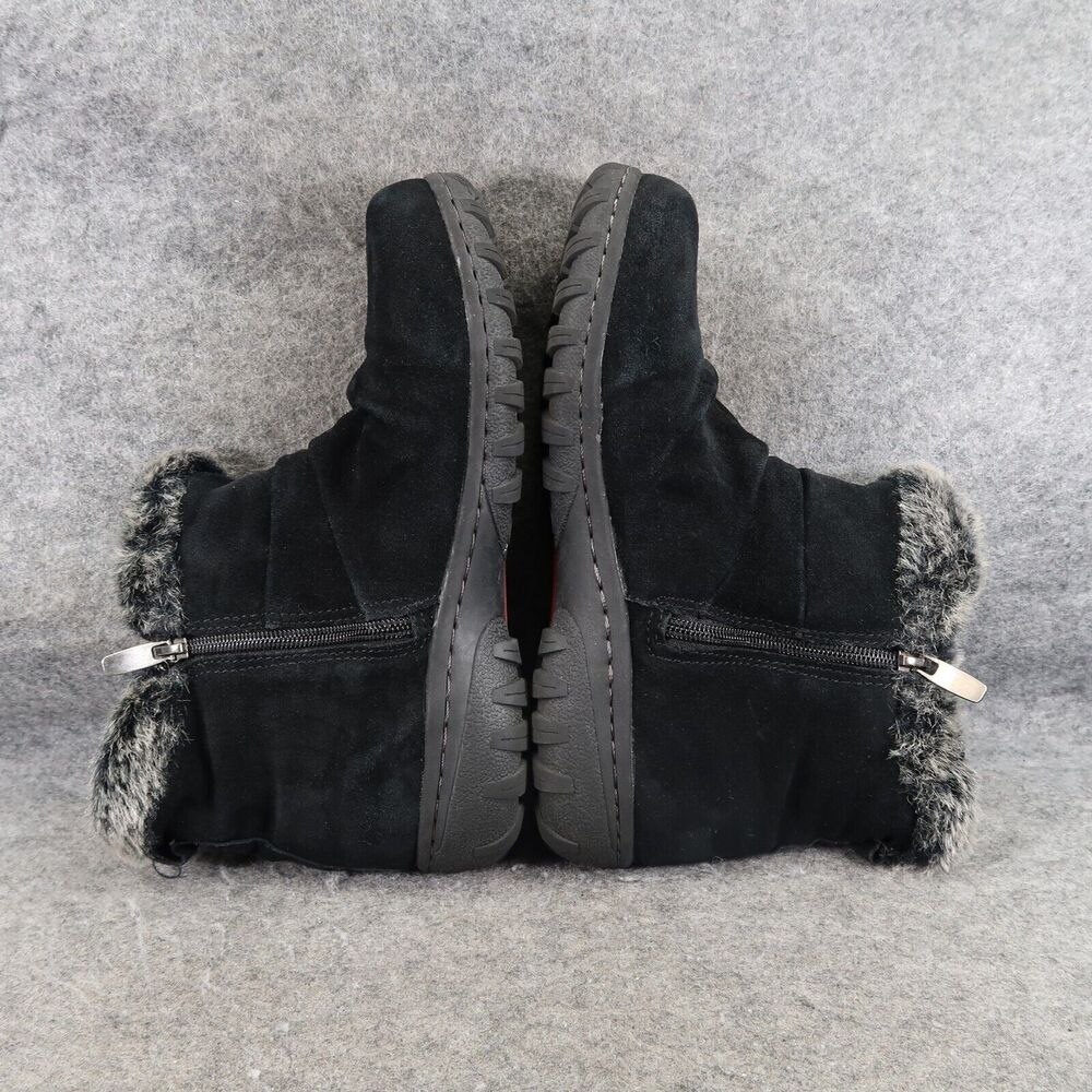 Khombu Shoes Womens 7 Booties Winter Lindsey Leather Faux Fur Buckle Strap Zip - Picture 10 of 15